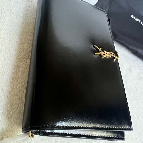 Saint Laurent Smooth Calfskin Monogram Gold Chain Wallet NWT in box - Picture 10 of 17